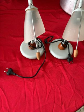 Set 2 Lampade Comodino Vetro Legno