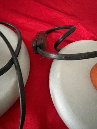 Set 2 Lampade Comodino Vetro Legno