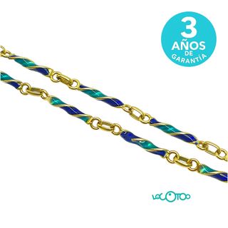 Pulsera Oro 18K con Detalles Azules y Verdes