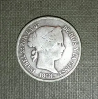 Lote PLATA 2 monedas: Isabel II 1868+Alfonso XII