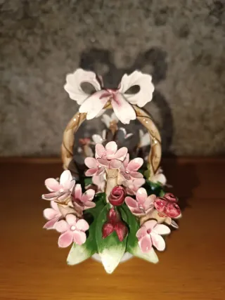 Cesta Flores Porcelana Capodimonte