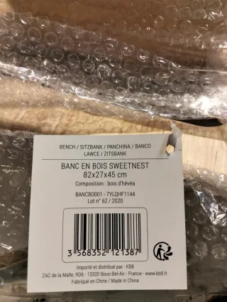 Banco de madera Hevea L82xAn27xAl45cm