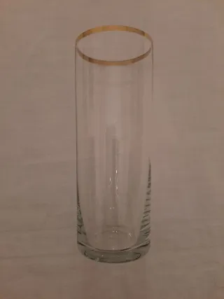 Set 6 Bicchieri Vetro Bordo Dorato Vintage