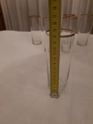 Set 6 Bicchieri Vetro Bordo Dorato Vintage