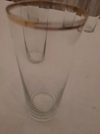 Set 6 Bicchieri Vetro Bordo Dorato Vintage