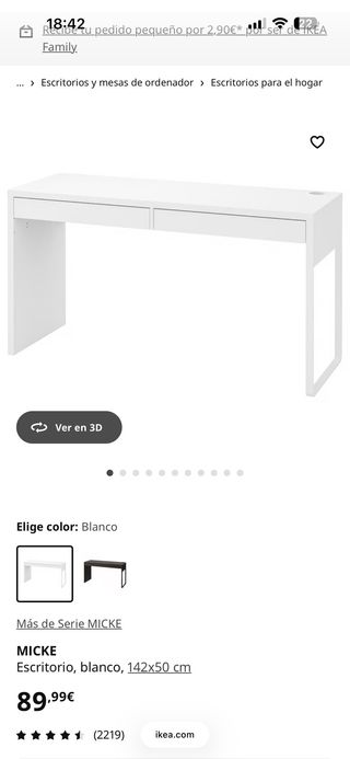 Escritorio blanco con 2 cajones