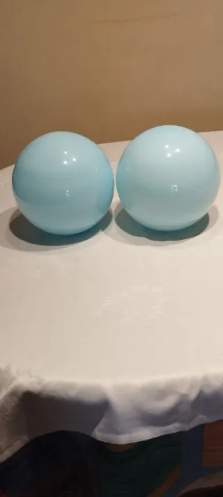 2 Globos Cristal Azules para Lámpara