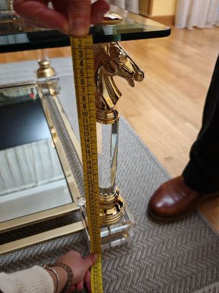 Mesa de centro cristal y metal dorado