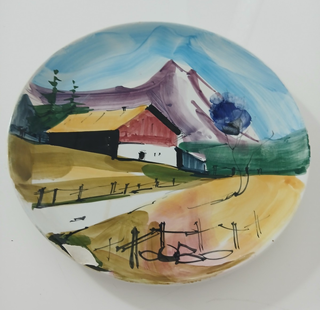 Piatto Ceramica 25cm Dipinto a Mano Paesaggio