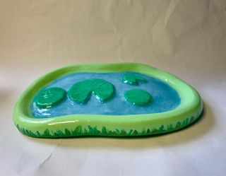 Bandeja estanque artesanal con hojas de loto