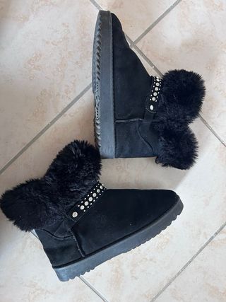 Scarponcini donna con pelo e strass