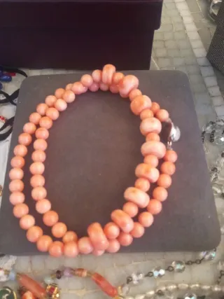 Collar Coral Rosa Antiguo Maravilloso