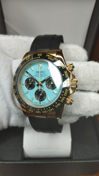 Reloj Seiko Mod Daytona Negro Oro Amarillo y Azul