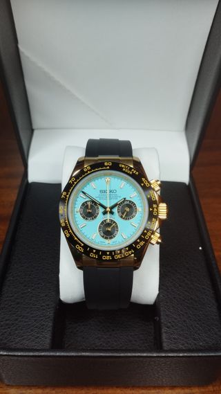 Reloj Seiko Mod Daytona Negro Oro Amarillo y Azul