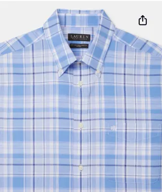 Camisa Ralph Lauren Algodón Lino Azul Talla 17