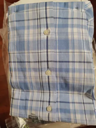 Camisa Ralph Lauren Algodón Lino Azul Talla 17