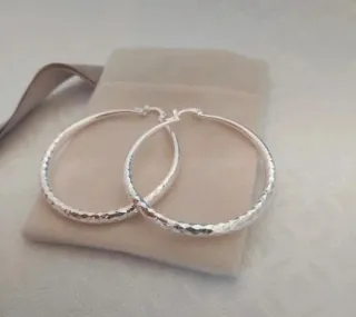 Orecchini a cerchio, diametro 5 cm, argento s925