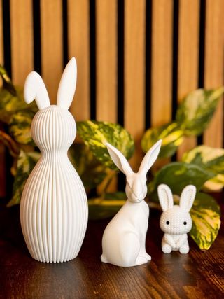 Set 3 Coniglietti Decorativi Color Bianco Ceramica