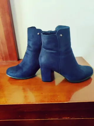 Botines azules de tacón para mujer