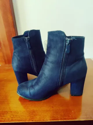 Botines azules de tacón para mujer
