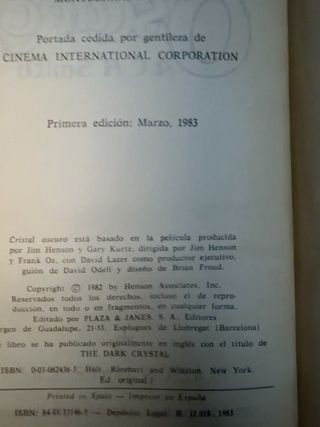 Cristal oscuro. A. C. Smith. Primera edicion