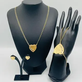 Pendientes Corazón Flores Circonita 18K