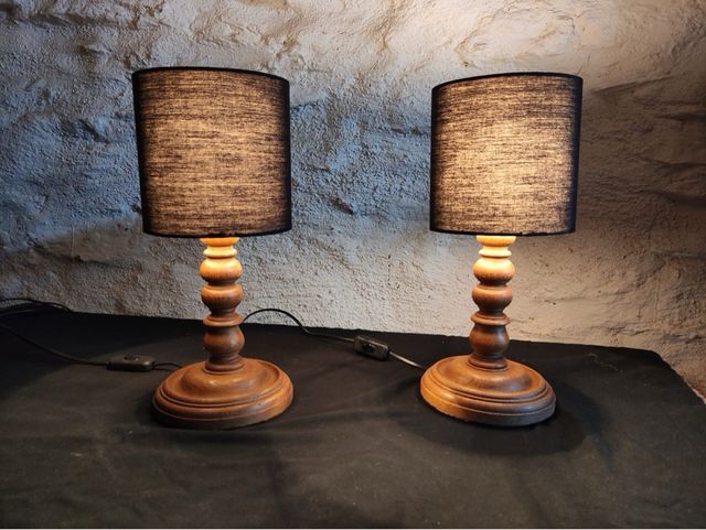 Lámparas de mesa madera y tela (2uds)