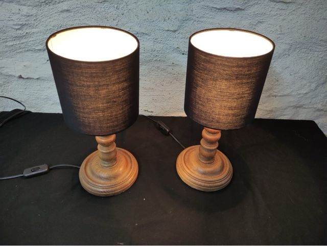 Lámparas de mesa madera y tela (2uds)