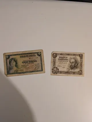 Billetes Segunda Republica Española y Dictadura