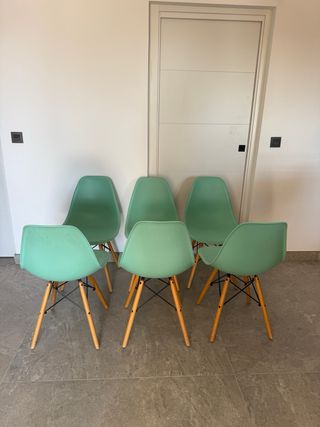 Set 6 Sillas Verdes Diseño Moderno