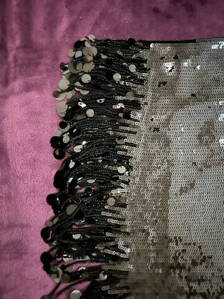 Falda Lentejuelas Negra Flecos