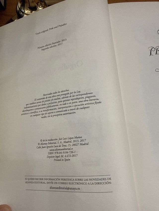 Jane Austen: Orgullo y prejuicio. Alianza