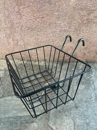 Cesta Bicicleta Negra con Ganchos