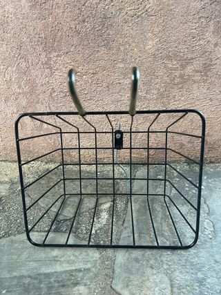 Cesta Bicicleta Negra con Ganchos