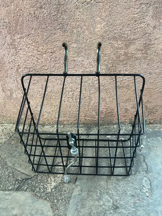 Cesta Bicicleta Negra con Ganchos