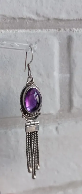 Pendientes vintage de plata y amatistas.