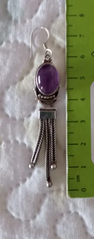 Pendientes vintage de plata y amatistas.