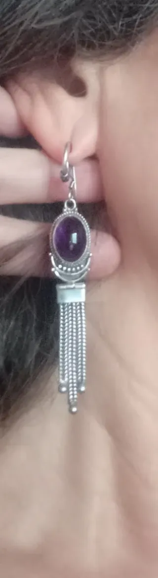 Pendientes vintage de plata y amatistas.