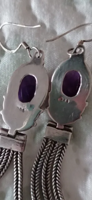 Pendientes vintage de plata y amatistas.