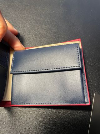 Cartera de piel PG hombre azul y rojo