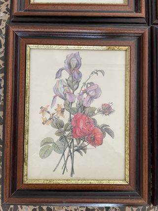 Pack 4 Cuadros Flores Vintage