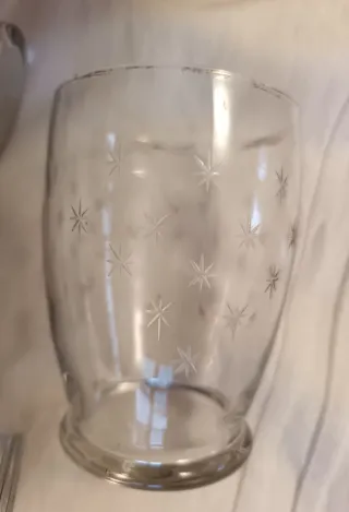 Jarra y 6 Vasos Cristal Estrellas Oro