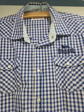 Camisa Lonsdale Manga Corta Cuadros Azul