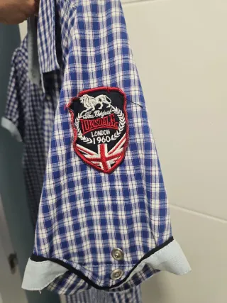 Camisa Lonsdale Manga Corta Cuadros Azul