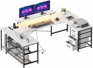 Escritorio en C de Madera y Metal