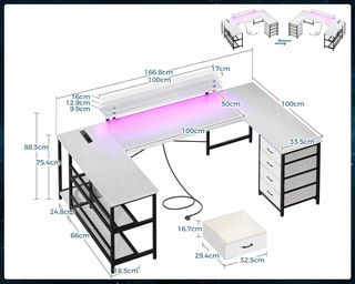 Escritorio en C de Madera y Metal