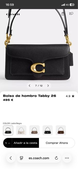 Bolso Coach Tabby Negro y Dorado