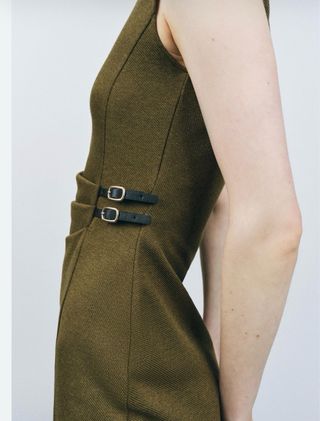 Conjunto Chaleco y Falda Zara Verde Oliva