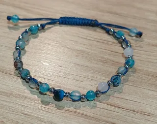 Pulsera ajustable piedras azules y rosas