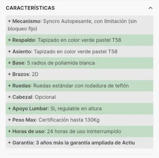 Silla de oficina ergonómica premium Actiu A+S Work